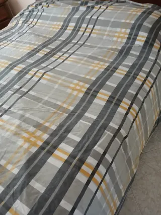 Copripiumino a quadri grigio e giallo singolo