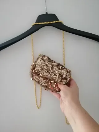 Bolso fiesta lentejuelas dorado