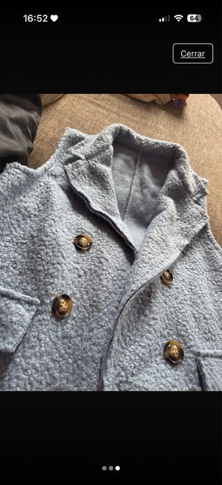 Chaleco largo azul grisáceo