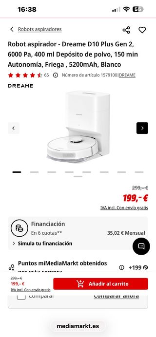 Robot aspirador y suelo Dreame D10 plus gen 2