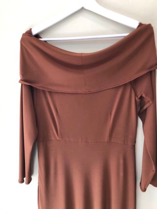 Vestido fiesta Coosy marrón elástico largo