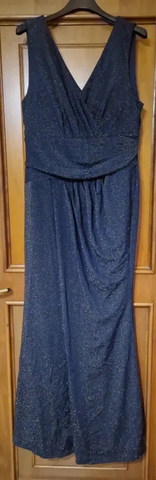 Abito da sera blu con glitter oro