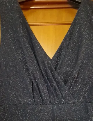 Abito da sera blu con glitter oro