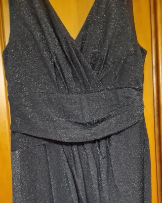 Abito da sera blu con glitter oro