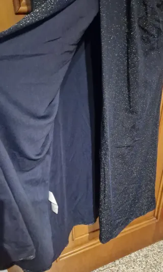 Abito da sera blu con glitter oro