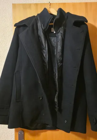 Abrigo de paño hombre negro