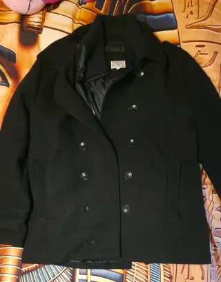 Abrigo de paño hombre negro