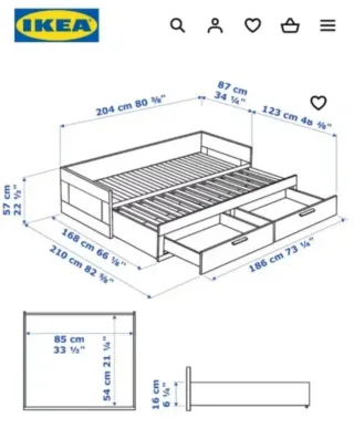 Cama BRIMMES de IKEA,  blanca transformable