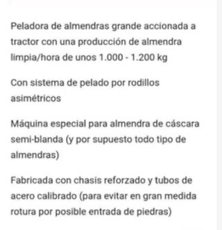 Peladora de almendras para tractor