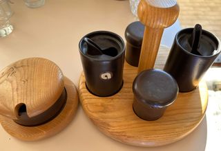 Set completo oliera, saliera, pepiera, formaggera