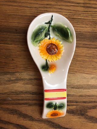 Posa-cucchiai in ceramica con girasoli