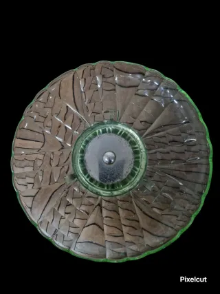 Fruteira Vidro Urânio Retro Art Deco