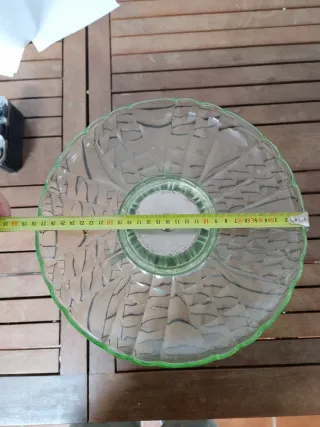 Fruteira Vidro Urânio Retro Art Deco