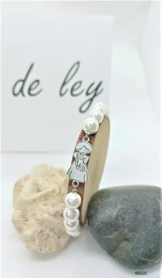 Pulsera Plata 1 ° Ley Comunión Niña Plata y Perlas