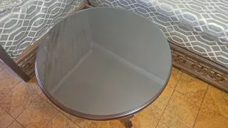 Mesa redonda cristal y madera