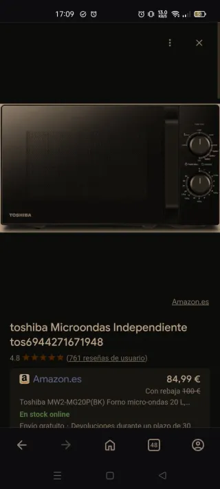 Microonde con grill Toshiba Nero