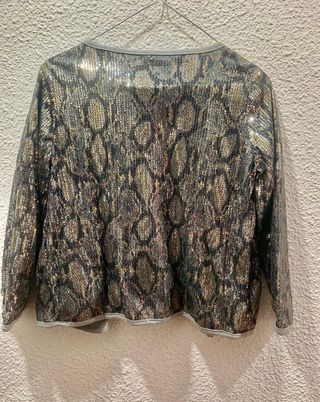 Chaqueta Lentejuelas Pull&Bear M/38 Gris/Oro