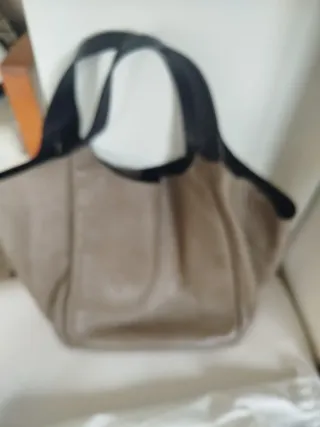 Bolso Tote Bag Crusiani Piel Gris Topo