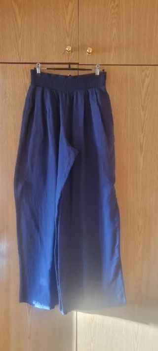 Pantalones anchos azules