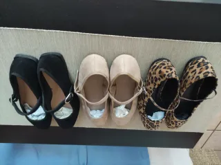 3 pares francesitas planas hebilla T37-38