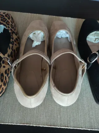 3 pares francesitas planas hebilla T37-38