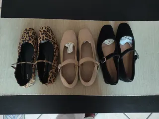 3 pares francesitas planas hebilla T37-38