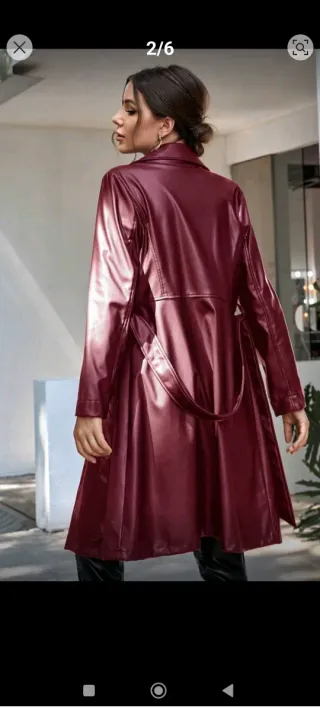 Chaqueta larga cuero mujer