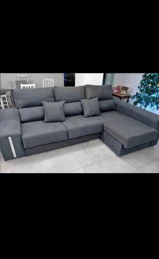 Divano modulare grigio in tessuto