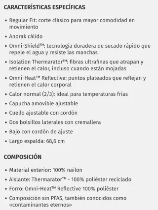 Abrigo Columbia Negro y Rojo Talla XL