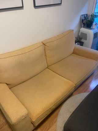 Divano in Panno Giallo a 2 Posti