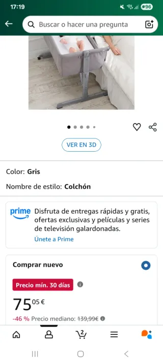 Minicuna colecho viaje plegable