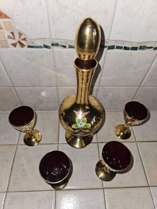 Servizio Liquore Murano 4 Bicchieri Caraffa