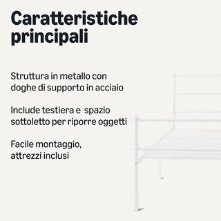 Letto singolo in metallo bianco smontabile