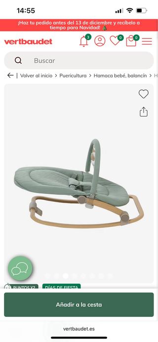 Hamaca Bebé Vertbaudet Verde Claro