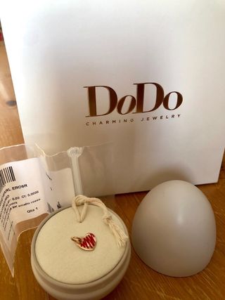 Ciondolo Dodo Cuore Oro Rosa Smalto Rosso