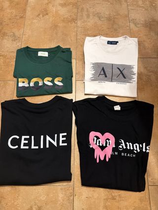 Pack 4 Camisetas: Boss, Armani, Celine, Palm Angel