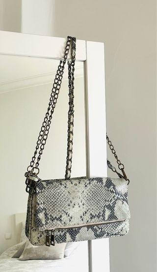 Bolso piel italiana gris