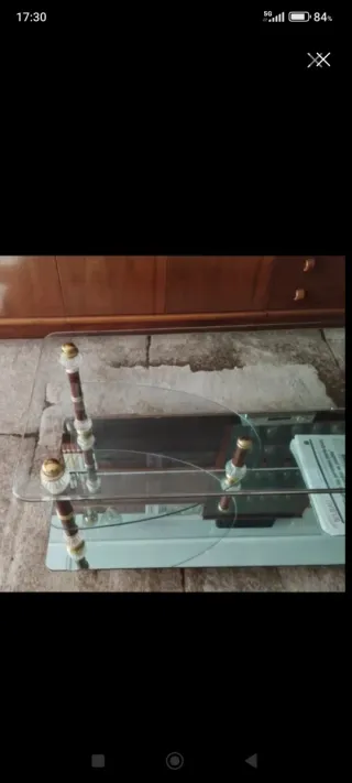 Mesa de salón cristal y madera 100x 50 cm