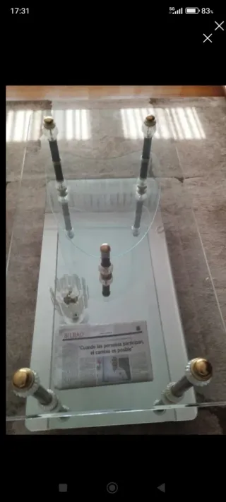 Mesa de salón cristal y madera 100x 50 cm