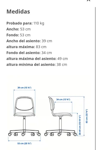 Silla escritorio SIN USO infantil Ikea