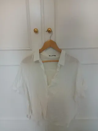 Blusa blanca mangas cortas talla única