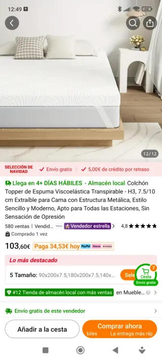 Topper viscoelástico H3