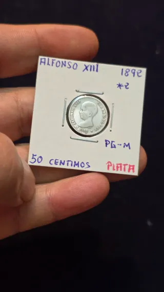 Alfonso XIII 50 Céntimos Plata 1892