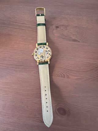 Reloj Esqueleto Cuerda Oro y Verde