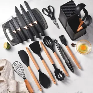 Set Utensili Cucina BEI BEI Silicone Legno