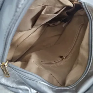Mochila plata y camel polipiel nueva