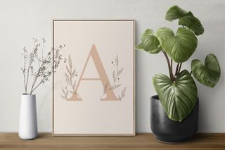 Foglio decorativo lettera A beige A5 per bambini
