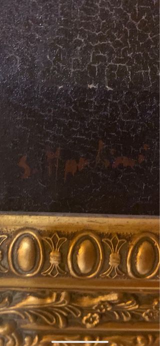 Dipinto con cornice in legno dorato