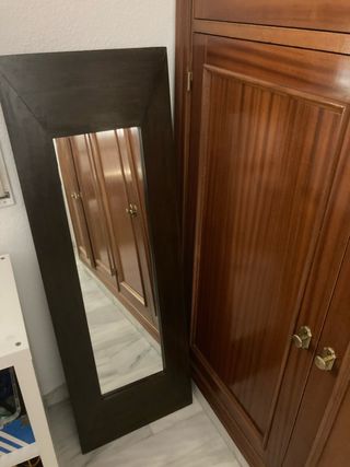 Specchio con Cornice in Legno Scuro 1,1m