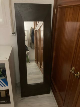 Specchio con Cornice in Legno Scuro 1,1m